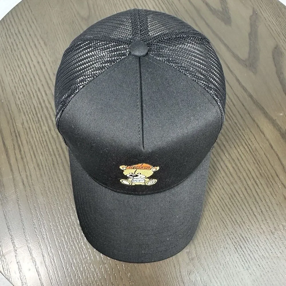 Bubbatown Bear Embroidered Hat Cap Black Adjustable Snapback Otto Trucker Cap - Picture 6 of 9